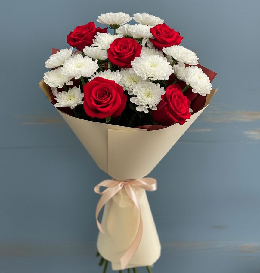 Букет цветов из: Розы и Хризантемы в Подколодновке