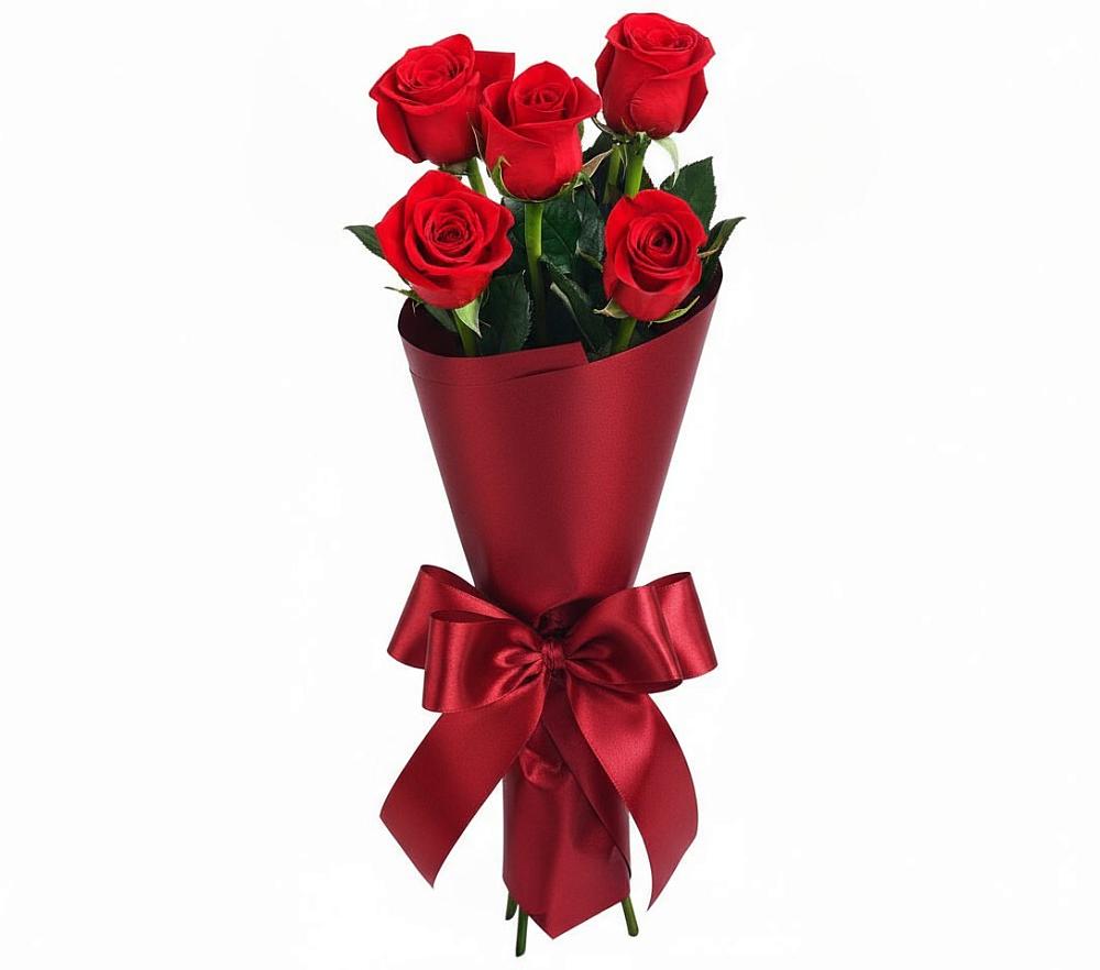 Букет 5 Красных роз Эдлесс Лав в Подколодновке