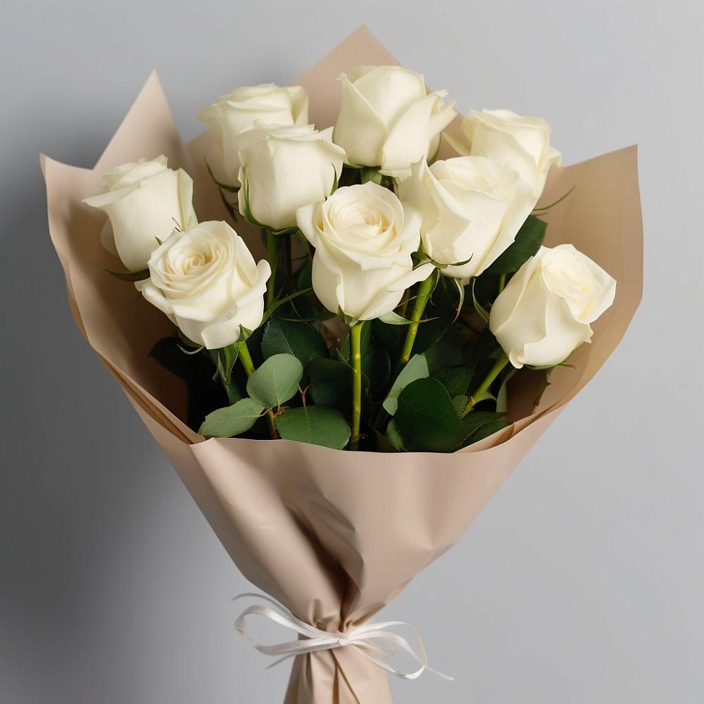 Букет 9 Белых роз Эдлесс Лав в Подколодновке