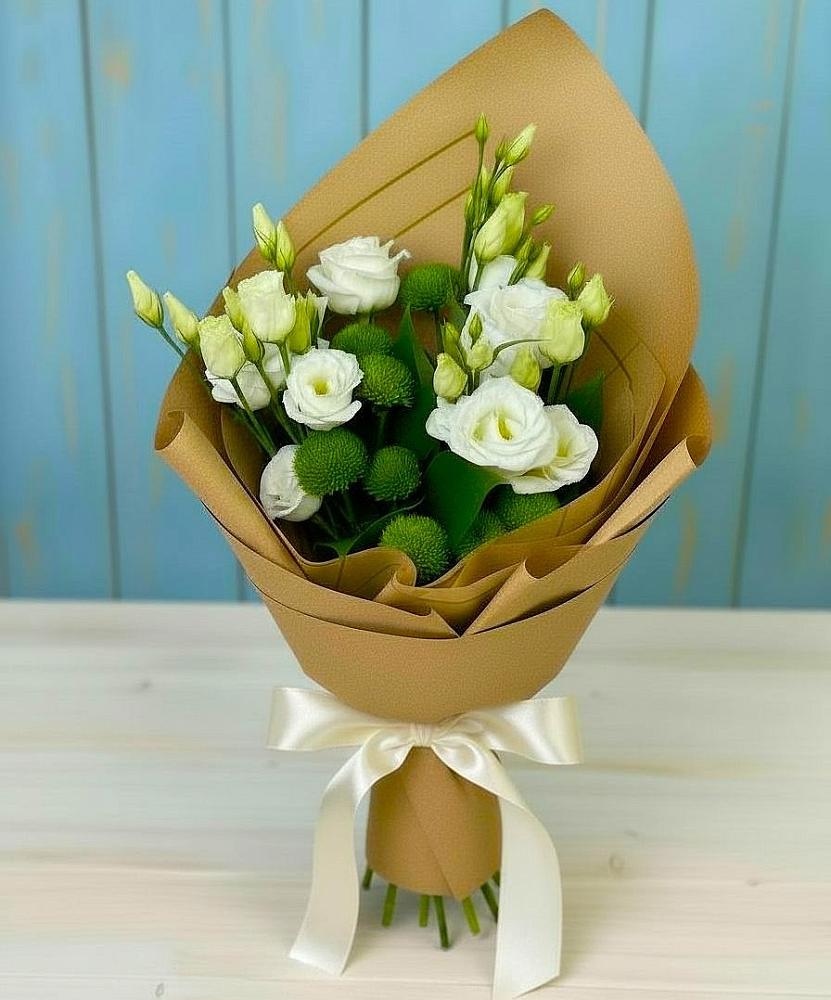 Букет цветов из: Хризантемы и Лизиантусы в Подколодновке