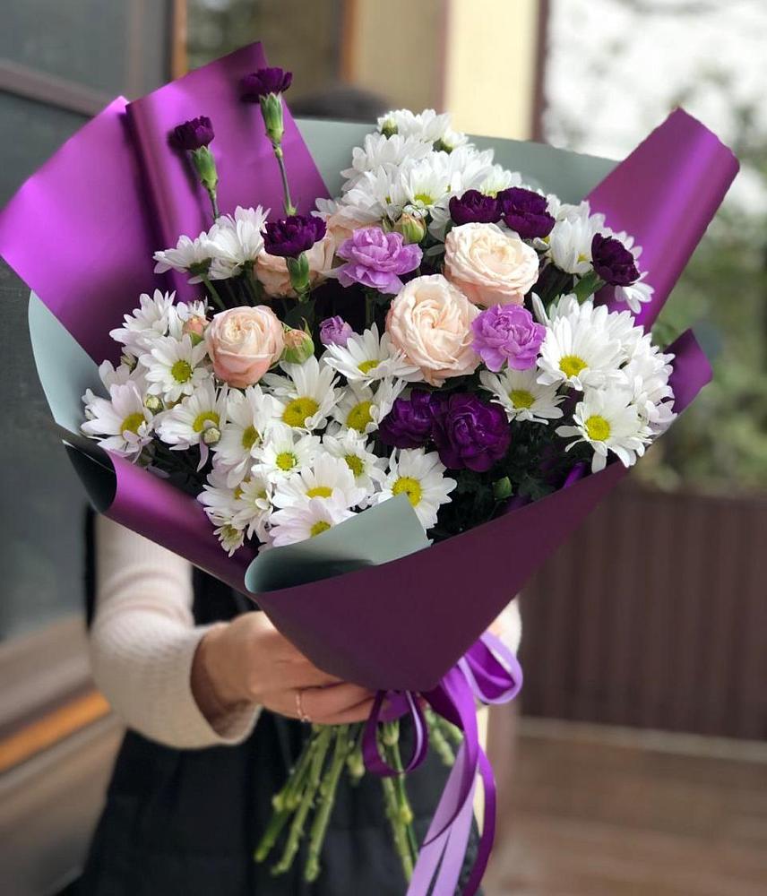 Букет цветов из: Хризантемы, Гвоздики и Розы в Подколодновке