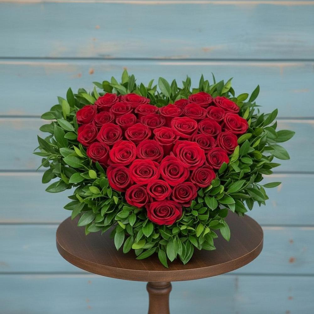 Цветочная композиция из Розы в виде сердца в Подколодновке