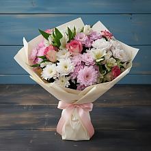 Букет цветов из:  Хризантемы, Альстромерии и Розы в Подколодновке