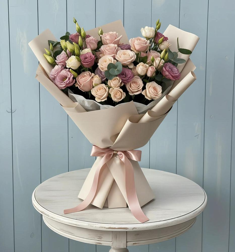 Букет цветов из: Розы и Лизиантусы в Подколодновке