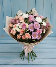 Букет цветов из:  Хризантемы, Розы и Альстромерии в Подколодновке