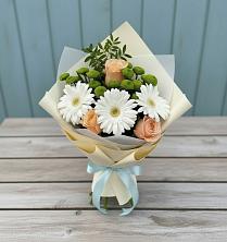 Букет цветов из:  Герберы, Розы и Хризантемы в Подколодновке