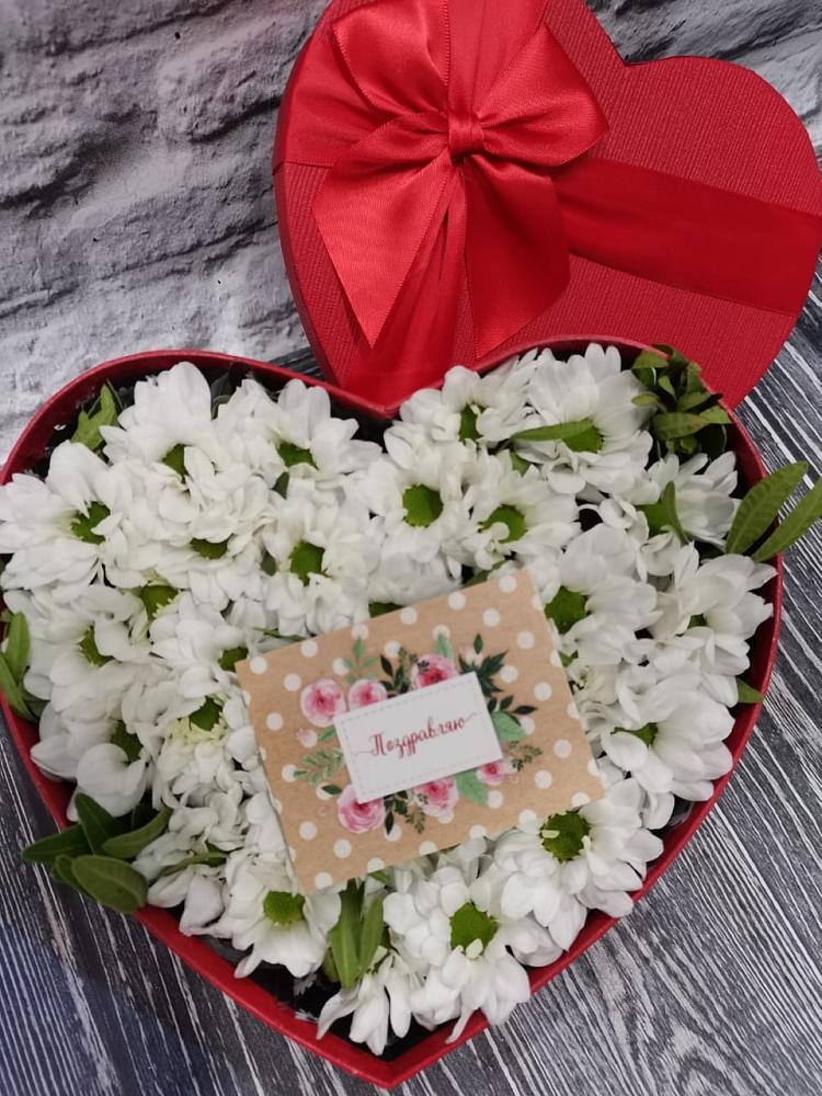 Цветочная композиция из Хризантемы в виде сердца в Подколодновке